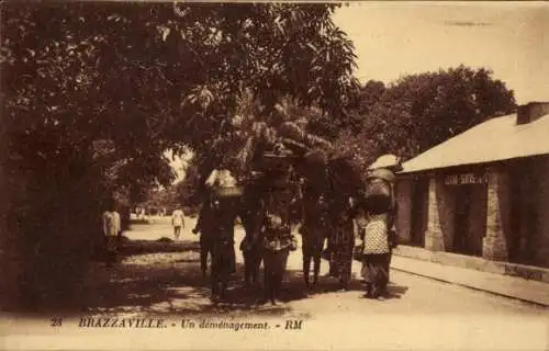 Ak Brazzaville Französisch-Kongo, Ein Umzug