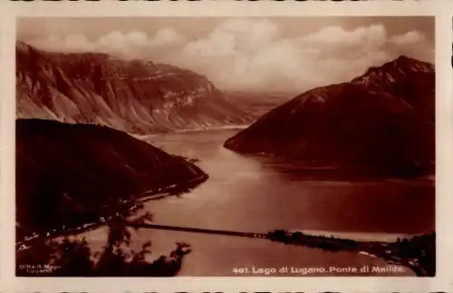 Ak Melide Lago di Lugano Kanton Tessin, Panorama