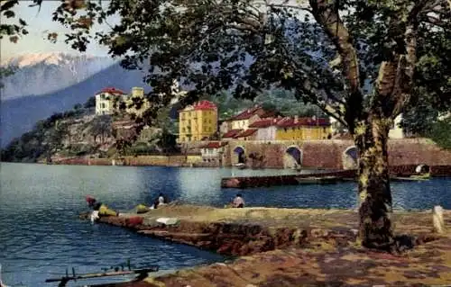 Ak Ascona Kanton Tessin, Teilansicht, Lago Maggiore, Nenke und Ostermaier, 189 3250