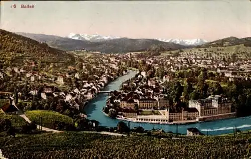 Ak Baden Kanton Aargau Schweiz, Gesamtansicht