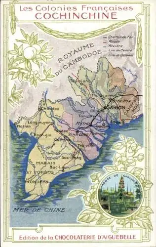Landkarten Ak Cochinchine Vietnam, Edition de la Chocolaterie D'Aiguebelle