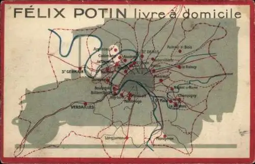 Stadtplan Ak Reklame, Felix Potin