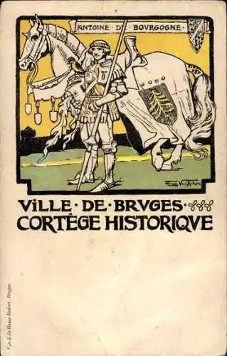 Künstler Ak Brügge Brügge Flandern Westflandern, Historischer Cortege, Antoine d'Bourgogne