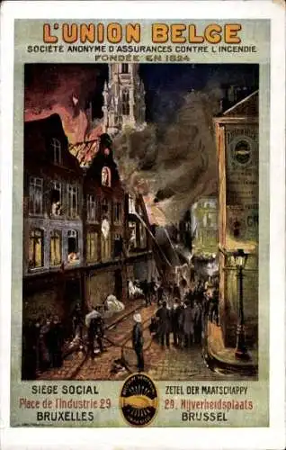 Künstler Ak Brüssel Brüssel, Die Belgische Union, Brand 1824