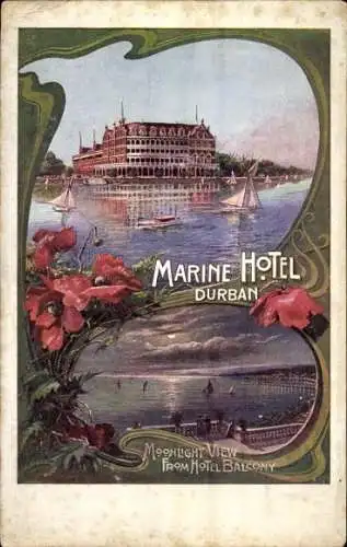 Litho Durban Südafrika, Marine Hotel, Blick vom Hotel Balcony