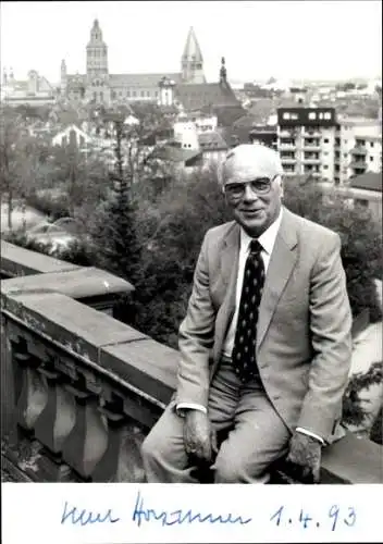 Ak Schauspieler Prof. Dr. Karl Holzamer, Portrait, Autogramm