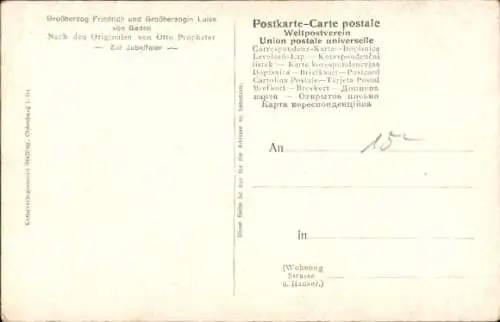 Künstler Ak Propheter, O., Großherzog Friedrich I. v. Baden, Großherzogin Luise, Gold. Hochzeit 1906