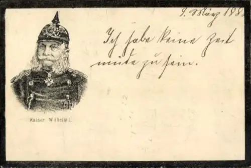 Künstler Ak Kaiser Wilhelm I, Portrait