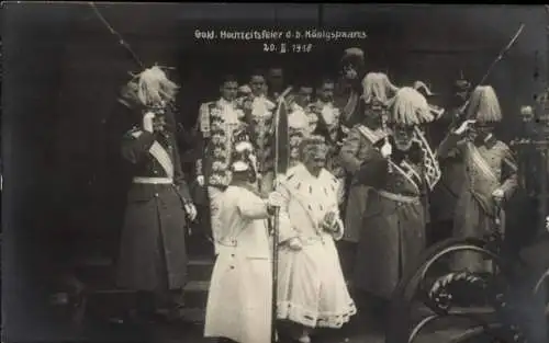 Ak Goldene Hochzeitsfeier 20. Februar 1918, Königspaar