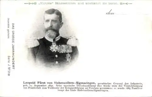 Ak Leopold Fürst von Hohenzollern-Sigmaringen, Portrait