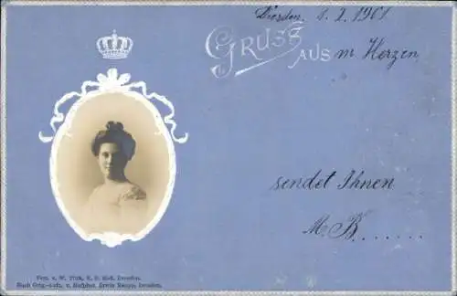 Präge Ak Adel von Sachsen, Portrait