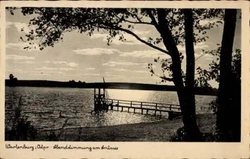 Ak Barczewo Wartenburg Ostpreußen, Abendstimmung am Aritzsee