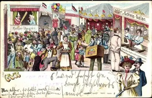 Litho Festplatz, Besucher, Attraktionen, Schießsalon, Kaspertheater, Karussell