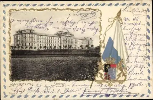 Präge Wappen Passepartout Ak Bayreuth in Oberfranken, Seminar