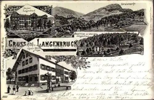 Litho Langenbruck Kanton Basel Land, Totalansicht, Kurhaus, Handlung