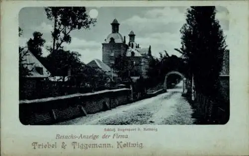 Mondschein Ak Kettwig Essen im Ruhrgebiet, Schloss Hugenpoet