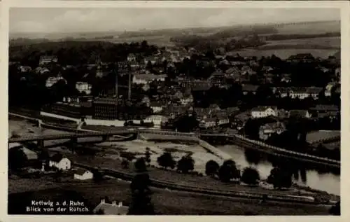 Ak Kettwig Essen im Ruhrgebiet, Panorama, Blick von der Rötsch