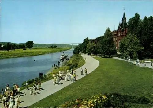 Ak Kettwig Essen im Ruhrgebiet, Weg an der Ruhr, Ruhrtalbrücke Mintard