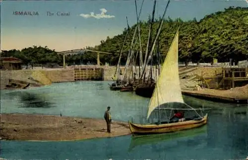 Ak Ismailia Ägypten, Kanal, Segelboot