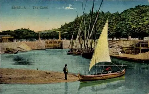 Ak Ismailia Ägypten, Kanal, Segelboot