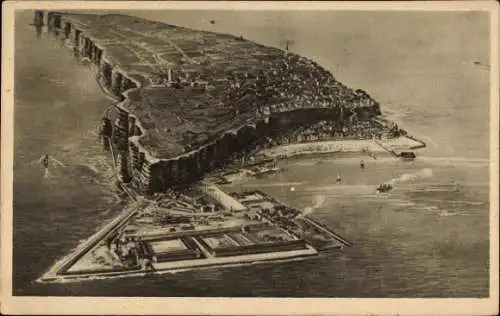 Ak Nordseeinsel Helgoland, Gesamtansicht, Hafen, Fliegeraufnahme