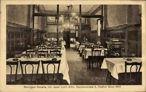 Ak Köln am Rhein, Weinhaus Mosella, Innenansicht