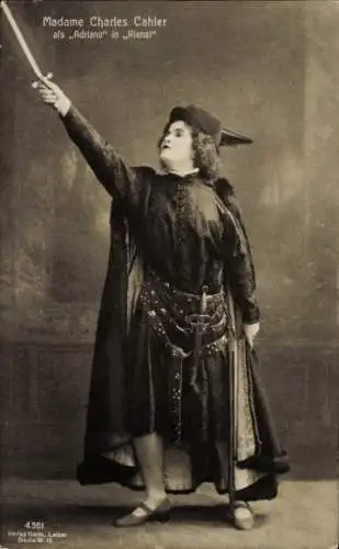 Ak Opernsängerin Madame Charles Cahier, als Adriano in Rienzi