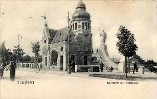 Ak Düsseldorf am Rhein, Rheinufer, Hafenvogt