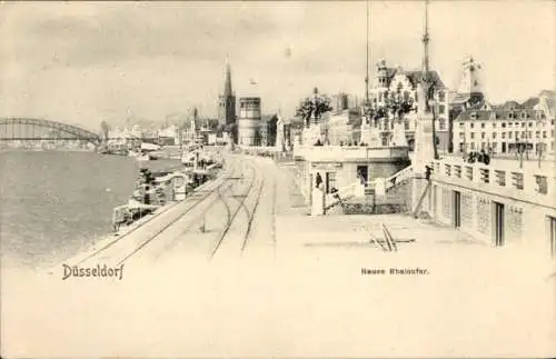 Ak Düsseldorf am Rhein, neues Rheinufer
