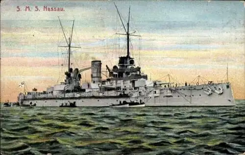 Ak Deutsches Kriegsschiff, SMS Nassau, Schlachtschiff