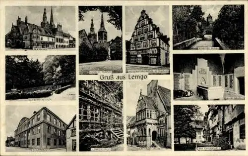 Ak Lemgo in Lippe, Schloss Brake, Rathaus, Schwanenteich, Technikum, Am Kirchplatz, Junkerhaus