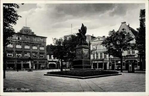 Ak Herford in Westfalen, Markt, Denkmal, Haus der deutschen Arbeit