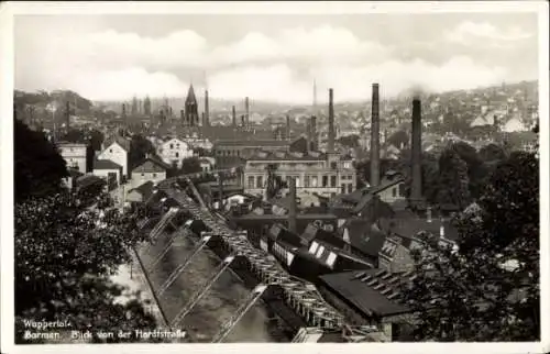 Ak Barmen Wuppertal, Blick von der Hardtstraße, Schwebebahn, Fabrikgebäude