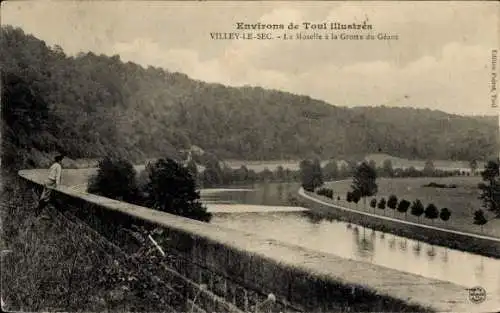 Ak Villey le Sec Meurthe et Moselle, La Moselle a la Grotte du Geant