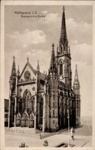 Ak Mulhouse Mülhausen Elsass Haut Rhin, Evangelische Kirche