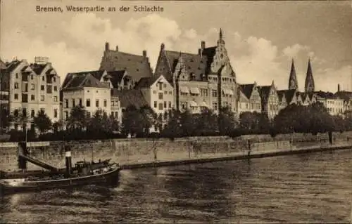 Ak Hansestadt Bremen, Weser, Schlachte