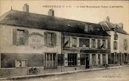 Ak Omerville Val d'Oise, Café Restaurant Tabac Laporte
