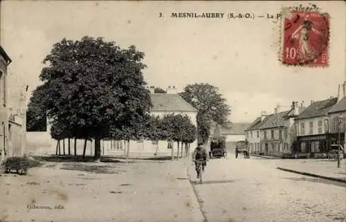 Ak Le Mesnil Aubry Val d'Oise, Blick von der Straße