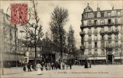 Ak Clichy Hauts de Seine, Boulevard National und Rue de Neuilly