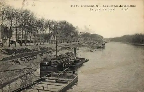 Ak Puteaux Hauts de Seine, Ufer der Seine, Nationalkai