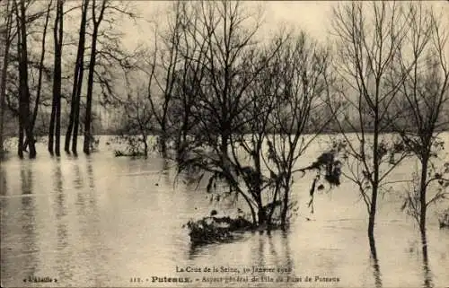 Ak Puteaux Hauts de Seine, Hochwasser Januar 1910
