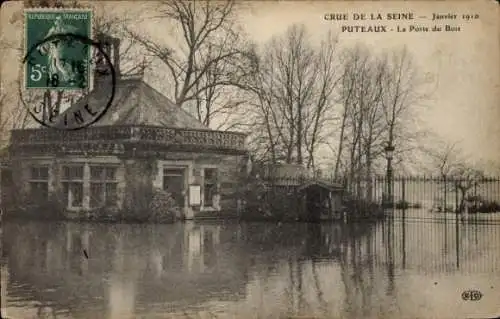 Ak Puteaux Hauts de Seine, Überschwemmung der Seine 1910, Porte du Bois