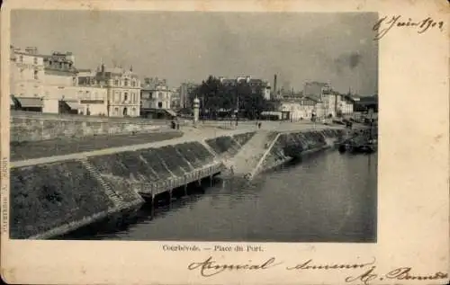 Ak Courbevoie Hauts de Seine, Place du Port