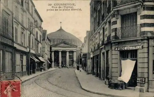 Ak Courbevoie Hauts de Seine, Rue de Église