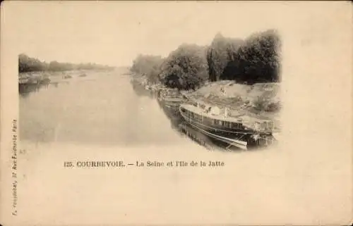 Ak Courbevoie Hauts de Seine, Seine und Ile de la Jatte