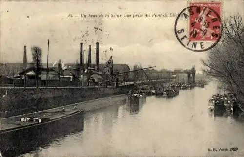 Ak Clichy Hauts de Seine, Blick von der Brücke aus