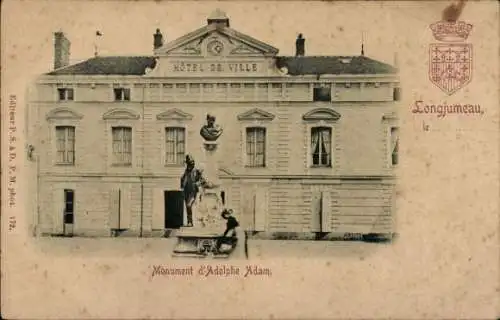 Ak Longjumeau Essonne, Monument Adolphe Adam, Rathaus