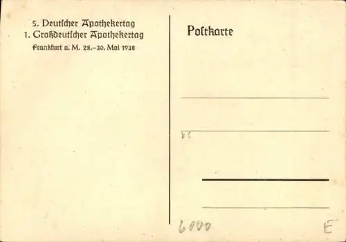 Künstler Ak Frankfurt am Main in Hessen, 5. Deutscher und 1. Großdeutscher Apothekertag 1938, Wappen