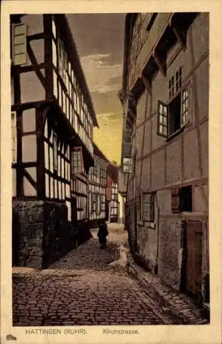 Ak Hattingen im Ennepe Ruhr Kreis, Partie in der Kirchstraße, Fachwerkhäuser