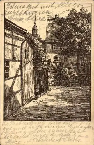 Künstler Ak Eiland, Erich W., Schneeberg im Erzgebirge, Seele der Heimat, Aus Winkeln und aus Gassen